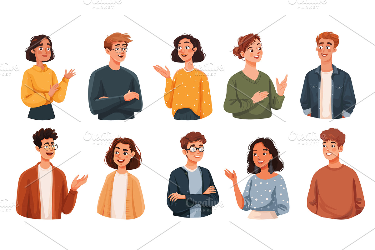Avatars people set. Characters, a Person Illustration by Stock-Smart-Start