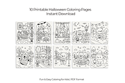 10 Cute Halloween Coloring Pages PDF, an Animal Illustration by tetiartline (Thumbnail 2 of 3)