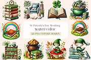 St Patrick's Day Reading Clipart, a Seasonal Illustration by DreamArtGraphic (Thumbnail 1 of 5)