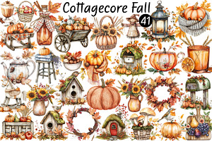 Cottagecore Fall Clipart, a Seasonal Illustration by CitraGraphics