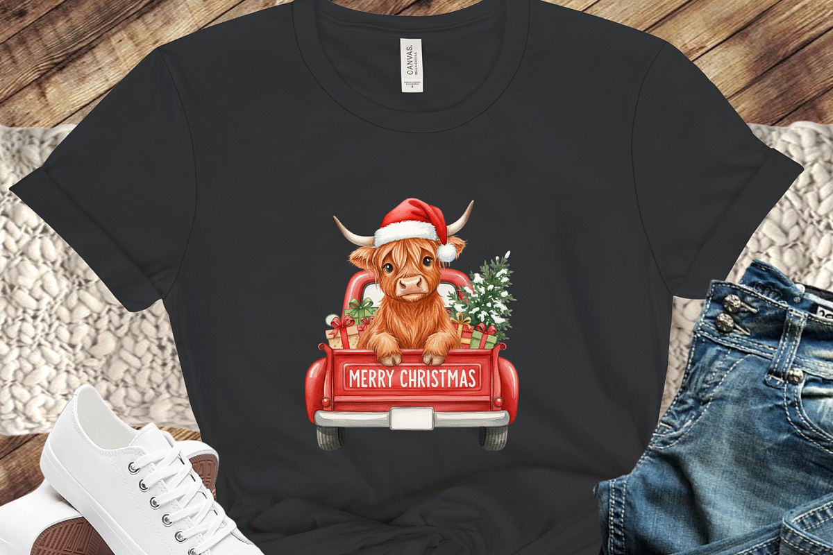 Red Christmas Highland Cow PNG, an Illustration by designcity5 (Photo 3 of 8)