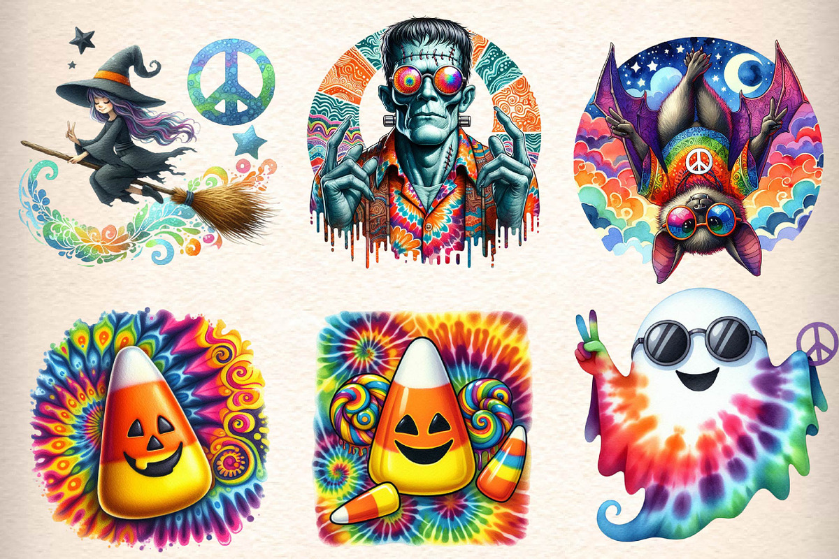 Groovy Halloween Clipart Sublimation, an Illustration by CreationArt (Photo 5 of 5)