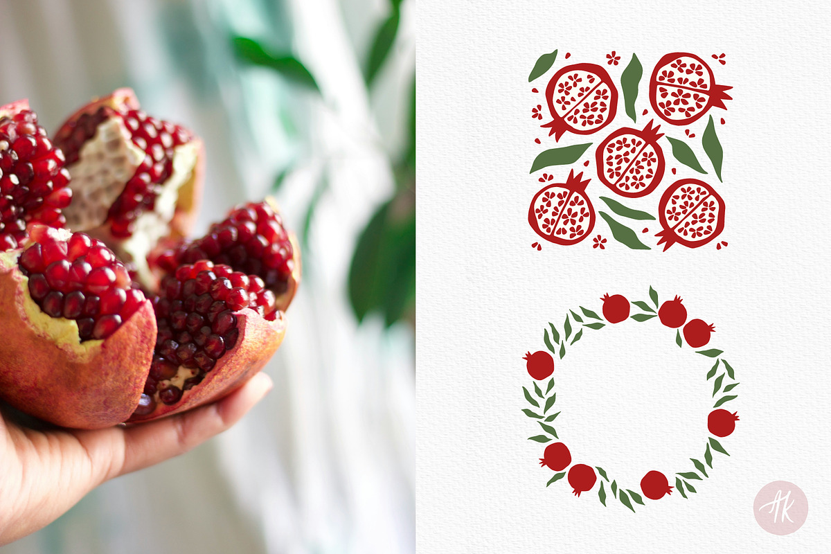 Pomegranate Fruit Clipart Set, an Object Graphic by Alena Koval (Photo 9 of 16)