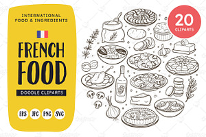 French Food Doodle Clip Art, a Food Illustration by insemar