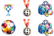 Watercolor Soccer Clipart, a Seasonal Illustration by Designking (Thumbnail 5 of 5)