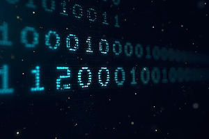 Glowing Digital Binary Lines Streami, a Photo by LOGOCREATIVE