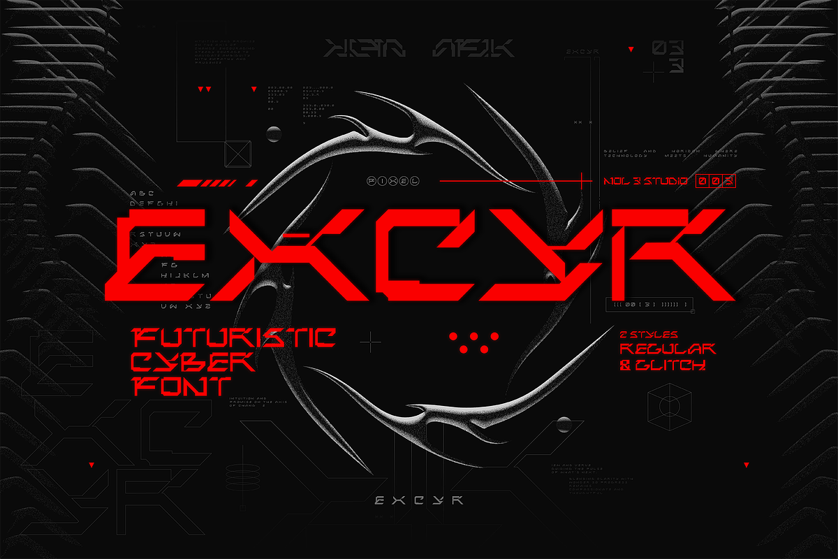 EXCYR | Futuristic Cyber Font, a Sans Serif Font by Nol 3 Studio (Photo 1 of 9)