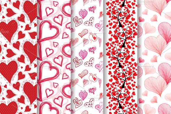 12 Romantic Patterns with Hearts preview 5