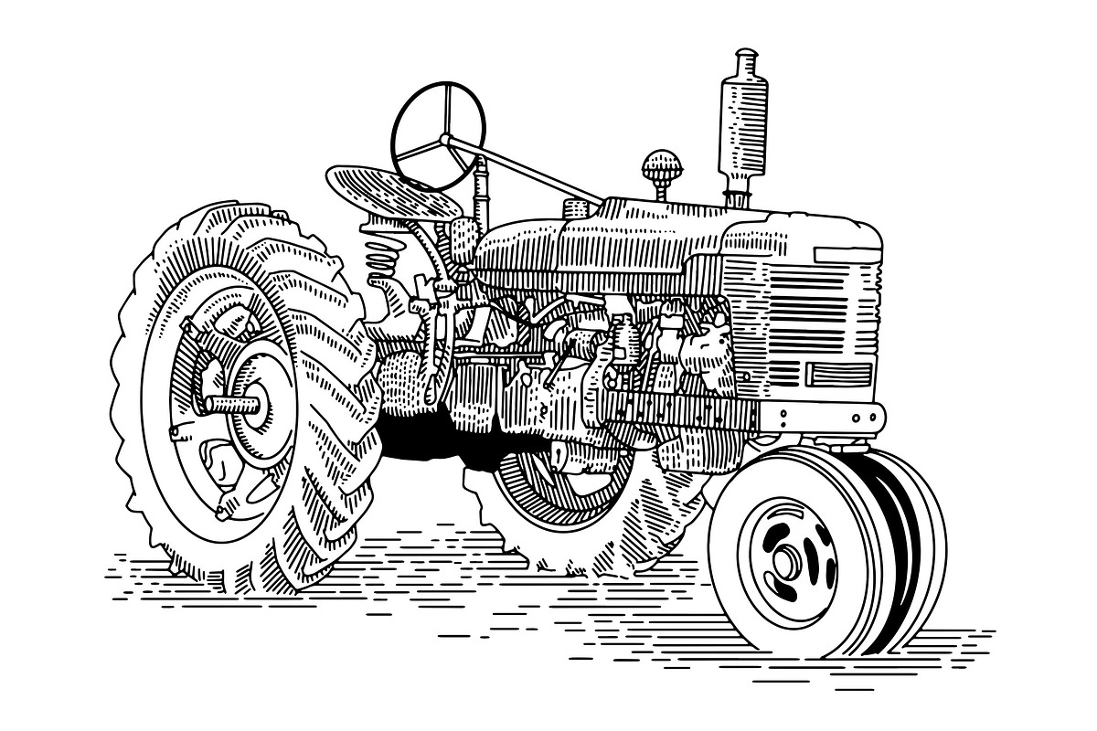 Old Tractor, a Transportation Illustration by blue67sign
