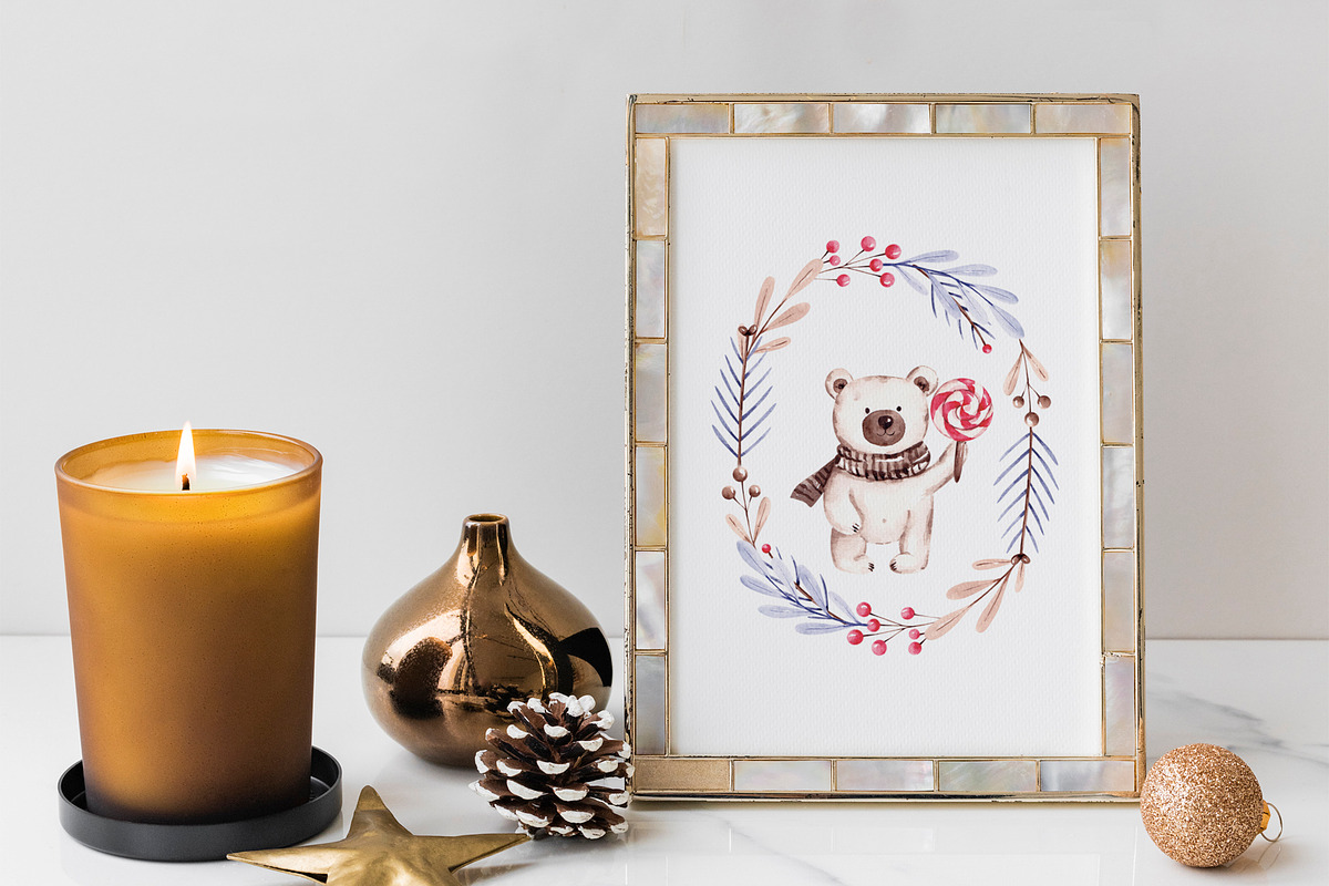 Watercolor Winter Teddy Collection, an Animal Illustration by YuliyaArtGarden (Photo 4 of 8)