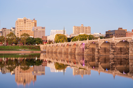 Reflections of Market Street bridge, an Architecture Photo by Backyard Stock