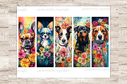 Floral Dogs Bookmarks Pets Printable, an Animal Illustration by GlamArtZhanna (Thumbnail 2 of 3)