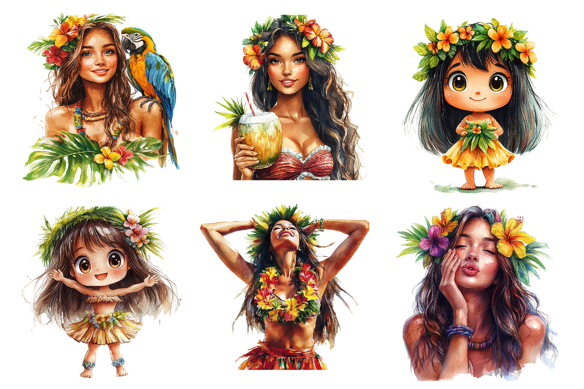 Hula Girl PNG Clipart, an Illustration by CreationArt (Photo 2 of 5)