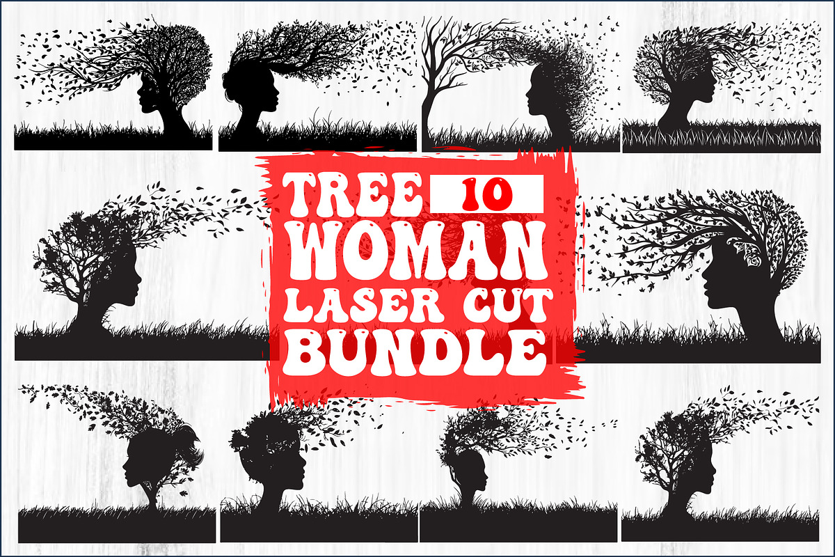 Tree Woman Laser Cut Bundle, a Graphic by balal (Photo 1 of 11)