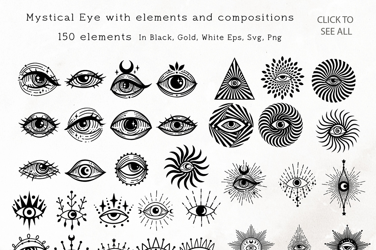 150 Magic Eyes. Mystic Third eyes, an Object Graphic by anvinoart (Photo 6 of 10)