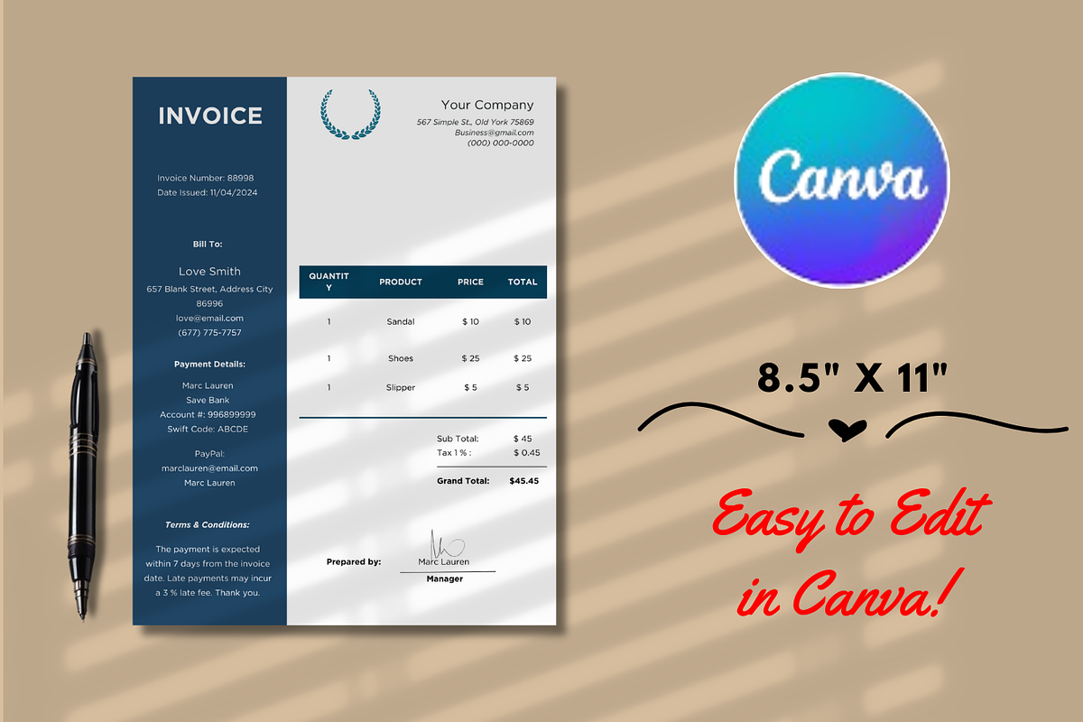 Modern Invoice, a Marketing Template by Digitynpro