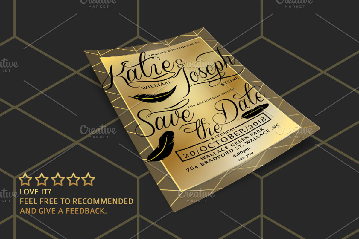 Gold Wedding Invitation, an Invitation Template by Tiaga (Photo 3 of 3)