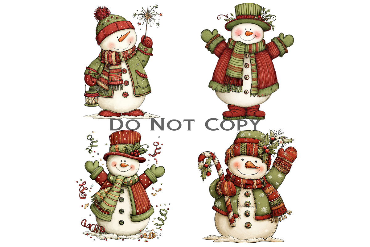 New Year Snowman Clipart Bundle, an Illustration by Craft Nest (Photo 8 of 8)