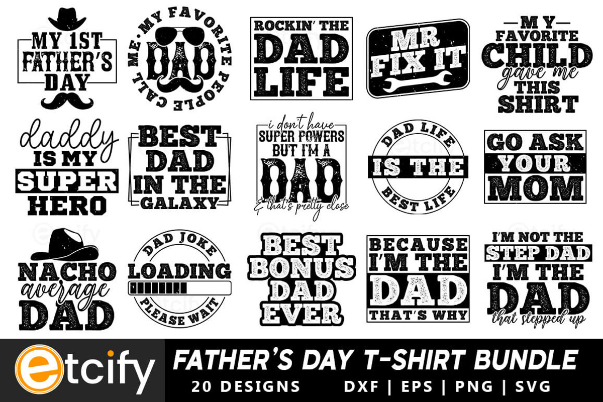 Father's Day T-shirt Design Bundle, a Texture Graphic by Etcify (Photo 1 of 3)