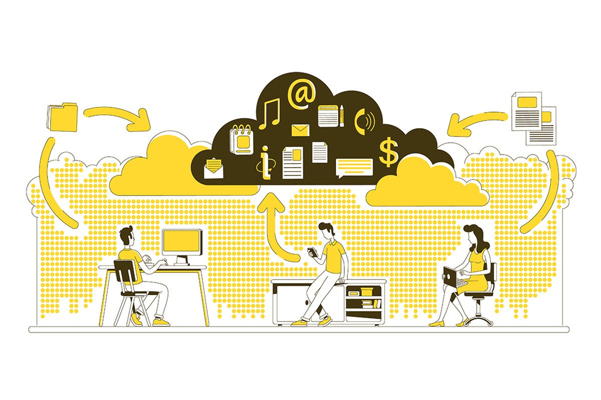 Storage media concept illustrations, a Technology Illustration by IMG visuals characters (Photo 9 of 9)