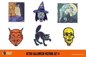 Retro Halloween Vectors Set 4