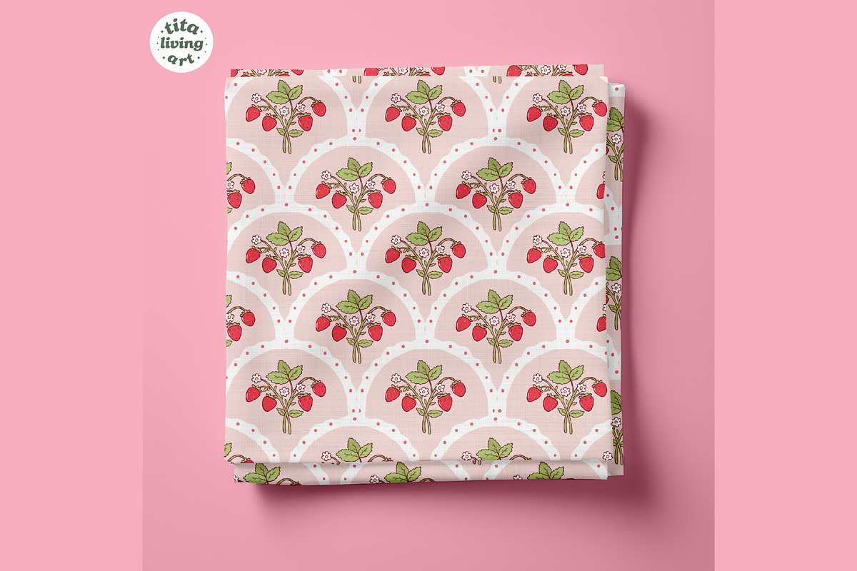 Strawberry Scalloped Seamless, a Food Illustration by TitaLivingArt (Photo 3 of 10)