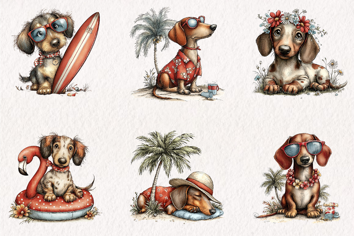 Summer Dachshund Dog PNG Clipart, an Animal Illustration by CreationArt (Photo 4 of 7)