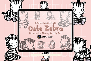 Zebra Procreate Stamp Brush Set