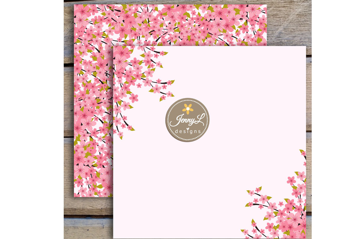 Cherry Blossoms Digital Paper, a Pattern Graphic by JennyL Designs (Photo 3 of 6)