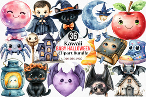 Kawaii Baby Halloween Clipart Bundle, an Illustration by Canvas Craft