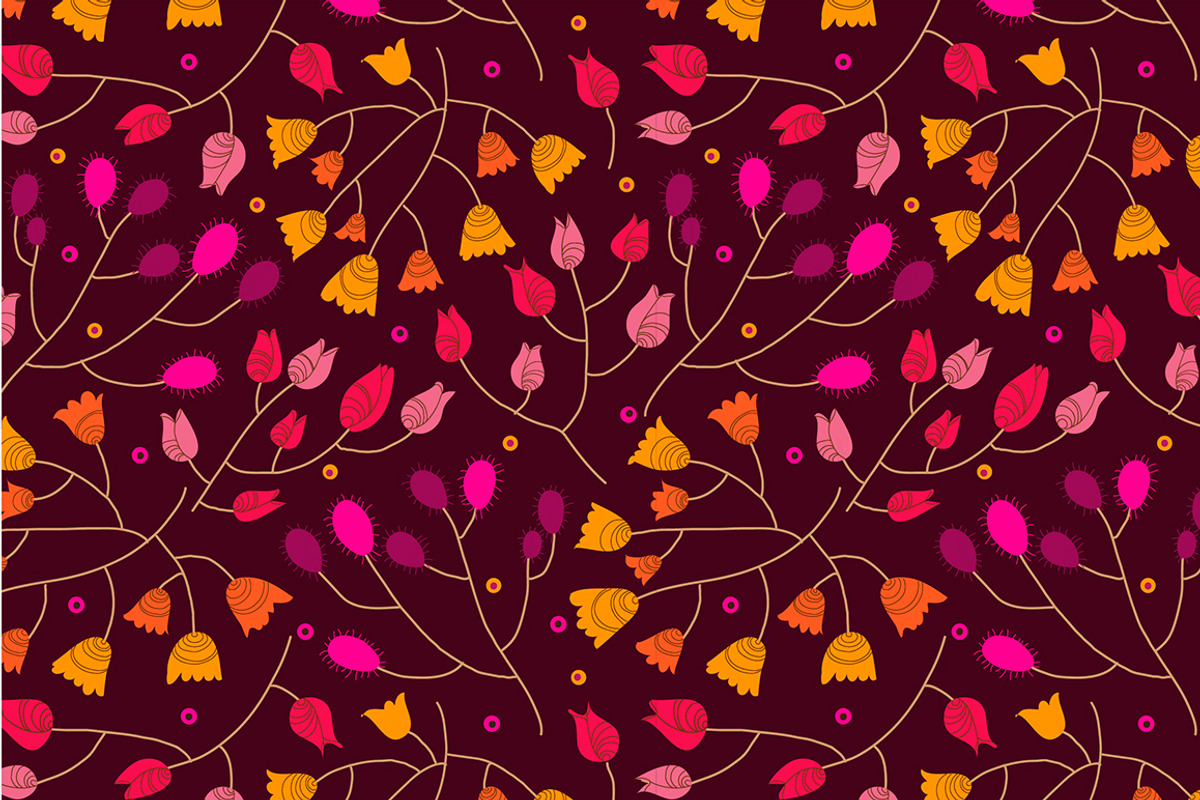 Set of six floral seamless patterns. preview 3