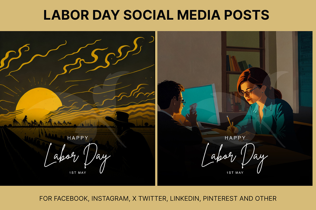 61 Labor day social media posts set, a Social Media Template by Walldecorated (Photo 16 of 29)
