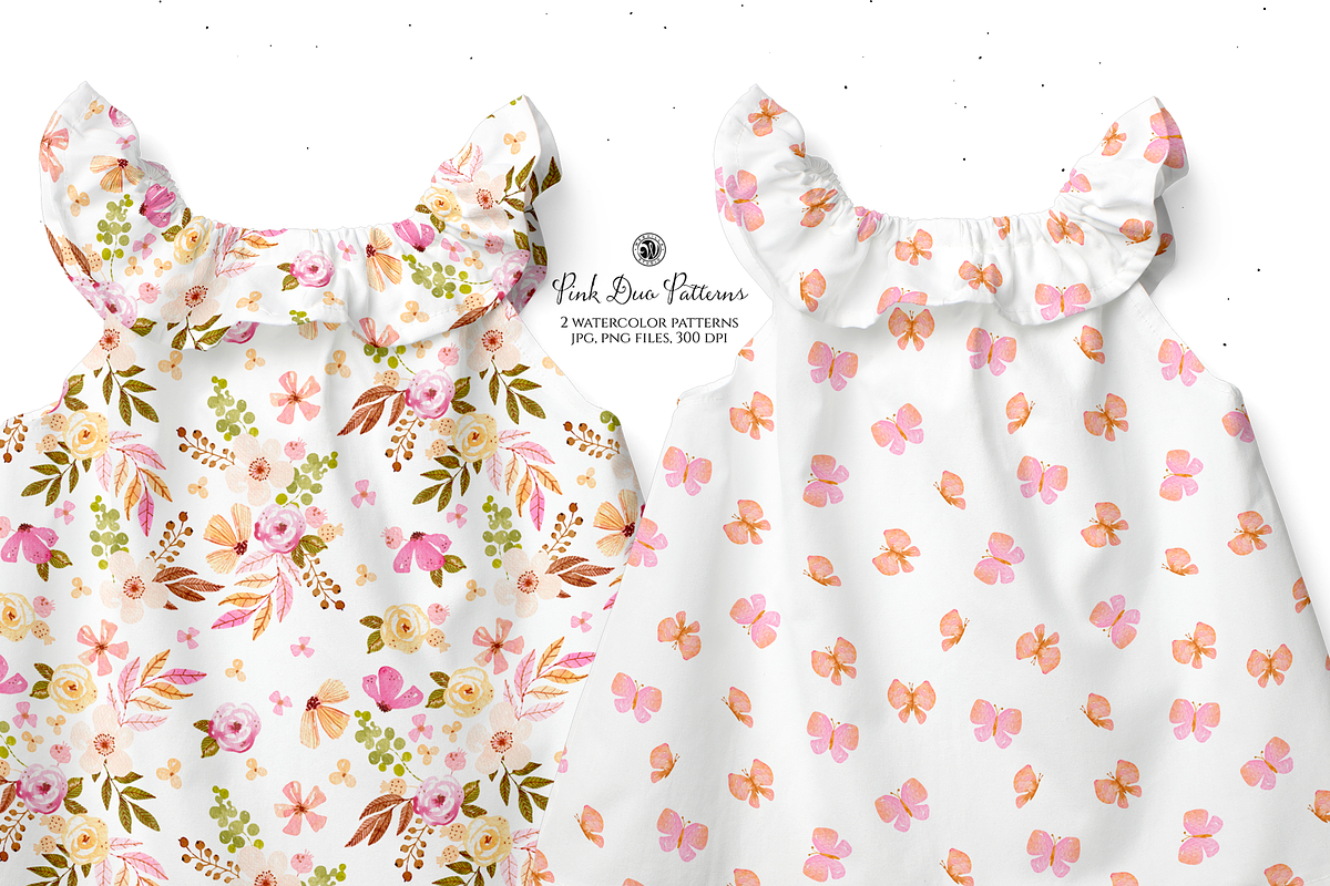 Pink Duo Watercolor Patterns, a Pattern Graphic by Webvilla Studio (Photo 2 of 6)