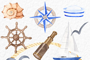 Nautical Set. Watercolor., a Texture Illustration by Marina Ermakova (Thumbnail 2 of 7)