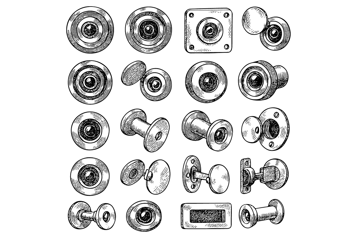 Door Knobs Illustration Pack, an Object Graphic by nikagraphic