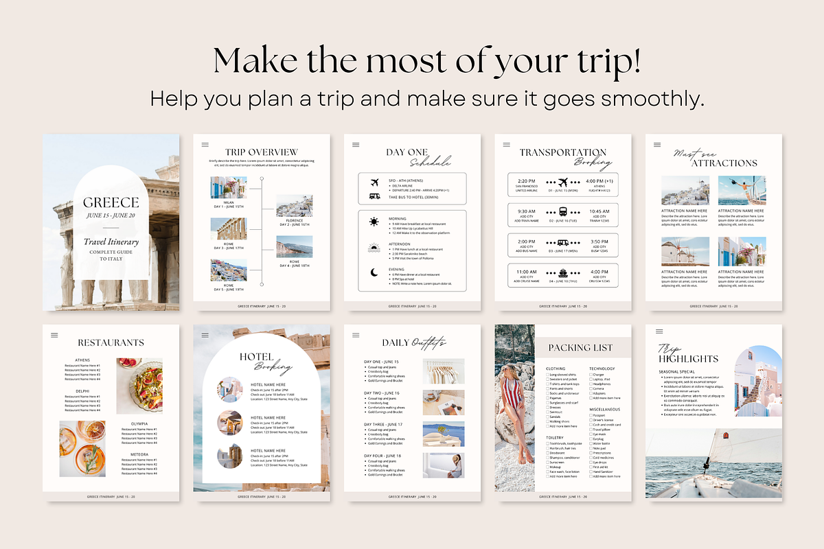 Digital Travel Itinerary Template, a Magazine Template by ShopRShop
