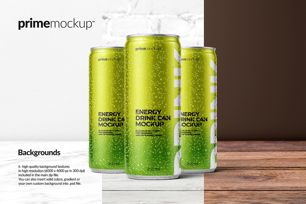 250 ml Energy Drink Can Mockup Set, a Cups & Container Mockup by PrimeMockup (Photo 6 of 11)