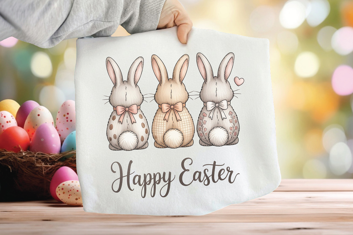 Happy Easter Easter Bunny Trio PNG, an Illustration by CraftArtStudio (Photo 1 of 4)