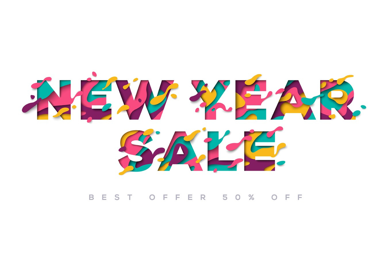 New Year Sale Typography Design by Kotoffei  Creative Market