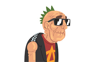 Punk Senior Man Character In Trendy