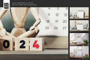 Mini Spiral Desk Calendar Mockup