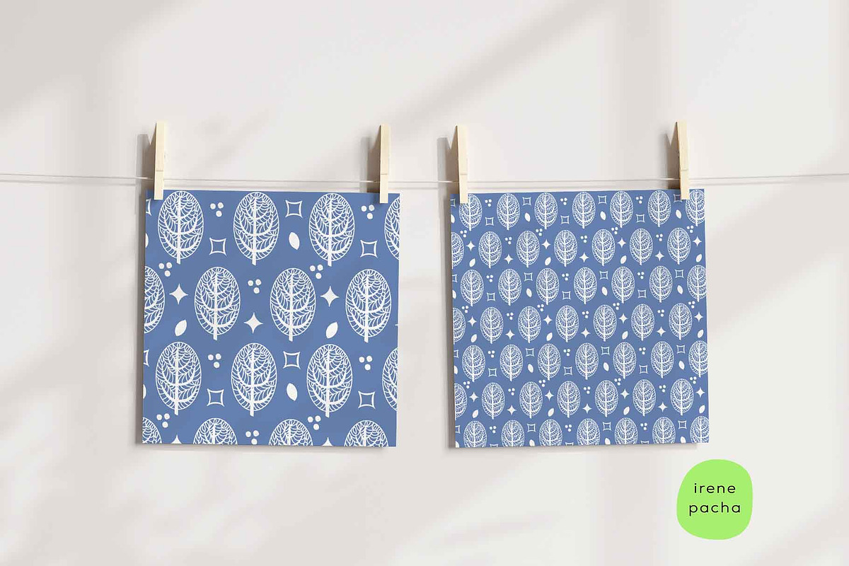Blue and White Patterns Bundle, a Pattern Graphic by irenepachadesign (Photo 5 of 6)