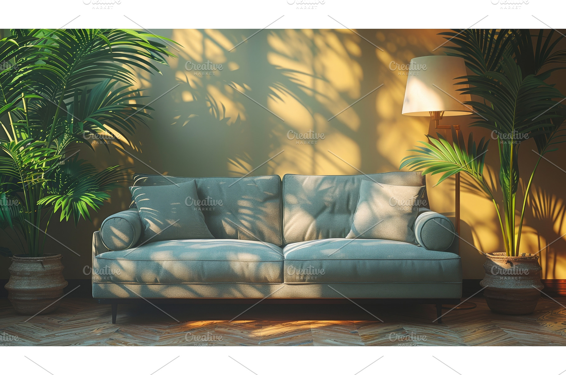 A light living room with a grey sofa, a Beauty & Fashion Photo by ZinetroN
