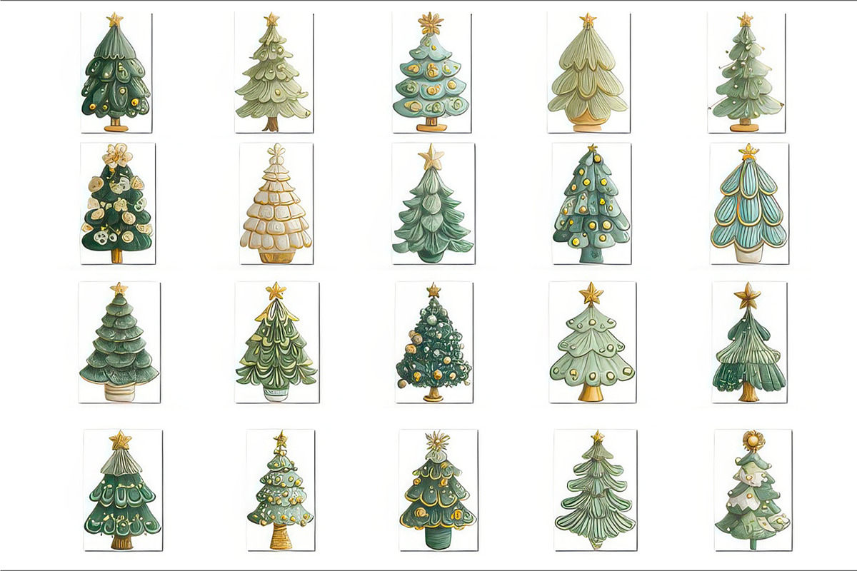 Whimsical Christmas Tree Clipart V.1, a Seasonal Illustration by V Design Creator (Photo 4 of 9)