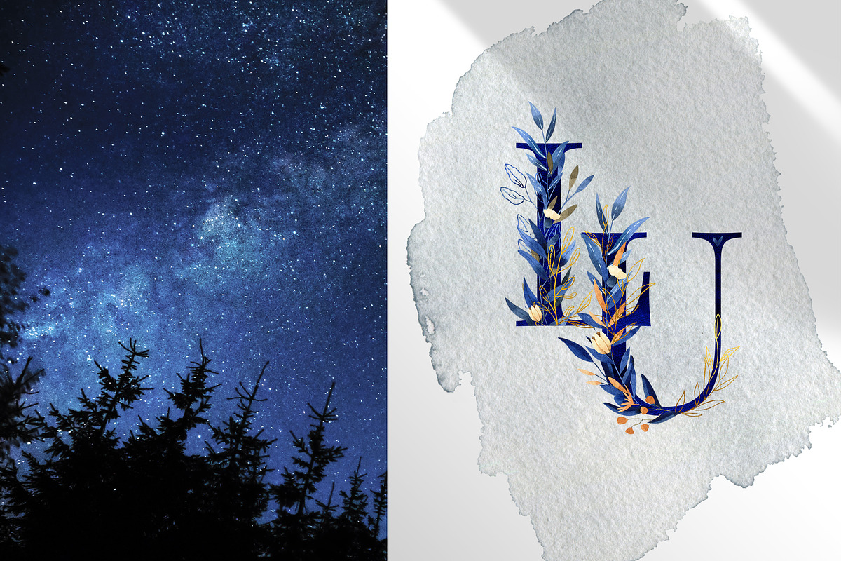 Deep Blue Alphabet Watercolor Set, a Work Illustration by Julia M. Watercolor (Photo 9 of 17)
