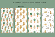 Cats and Plants Clipart and Patterns, an Animal Illustration by Anna Druzhkova (Thumbnail 8 of 23)