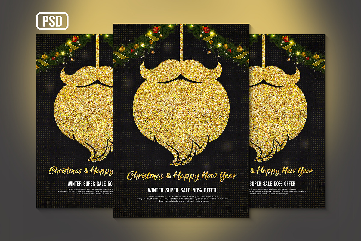 Merry Christmas Golden Flyer, a Flyer Template by Black Spade Design