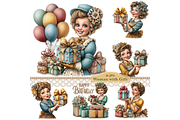Woman With a Gift Clipart JPG, a Person Illustration by Memories By Lea (Thumbnail 1 of 20)