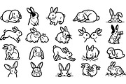 Cute Bunny Outline Clipart Set, an Illustration by designvectx (Thumbnail 2 of 3)