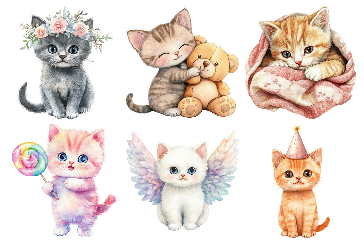Kawaii Kitten Sublimation Clipart, an Illustration by Pixels.Craft (Photo 2 of 7)